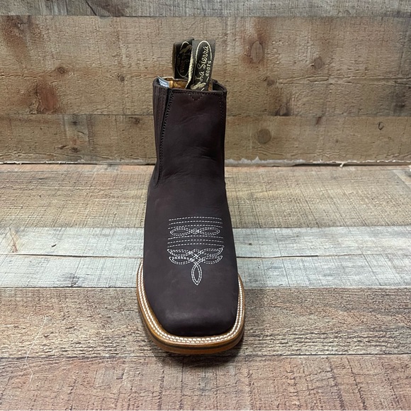 Men's Leather Western Cowboy Half Boot oleobuck moka Rodeo Botin moka 712 - Picture 3 of 6